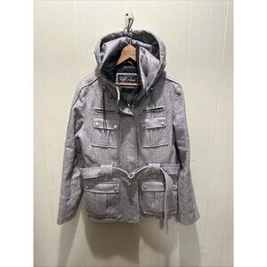 Zero Exposure Wolfe Gray Pea Coat Full Zip Hooded Women’s Sz Med